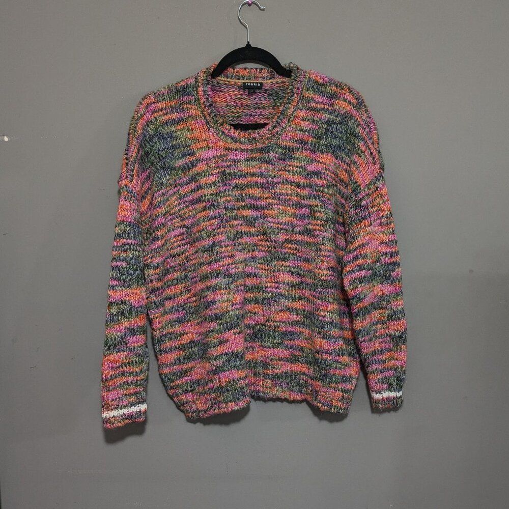 Torrid Multicolored Drop Shoulder Pullover Space Dye Sweater